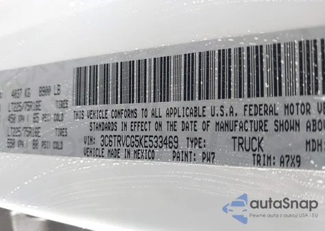 2019 Ram Promaster 2500 High Roof 136 Wb from USA, damaged, VIN 3C6TRVCG5KE533469